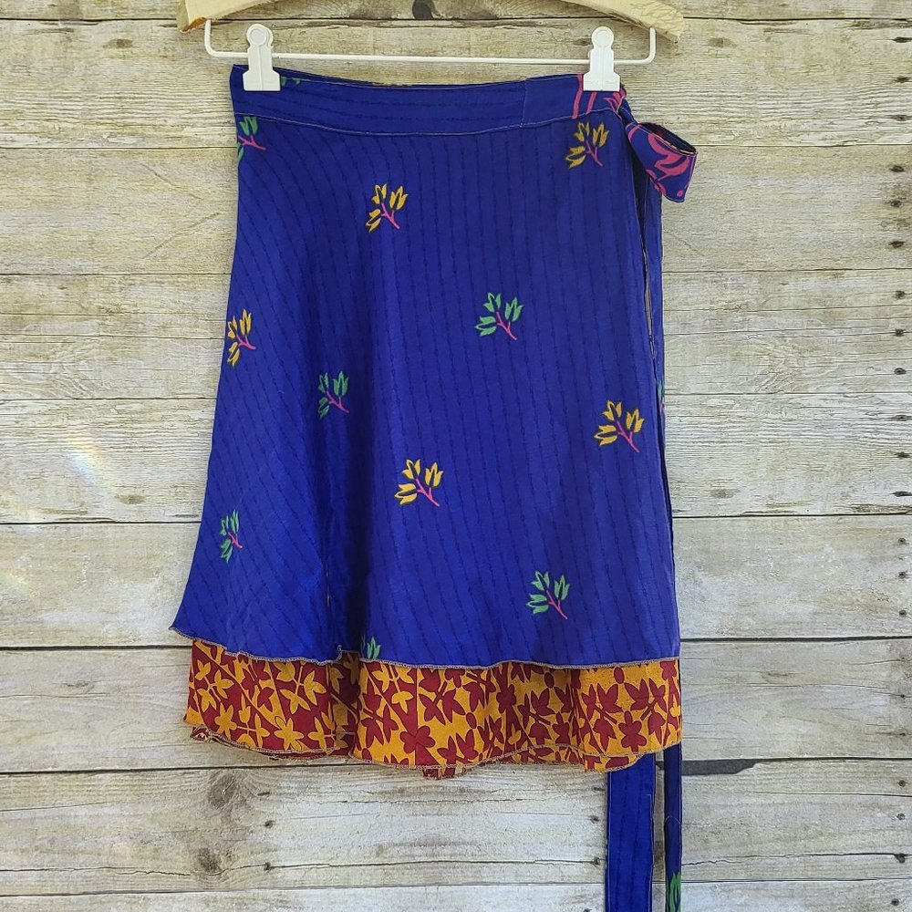 EUC L/XL Wrap Skirt made from Saris Made in India